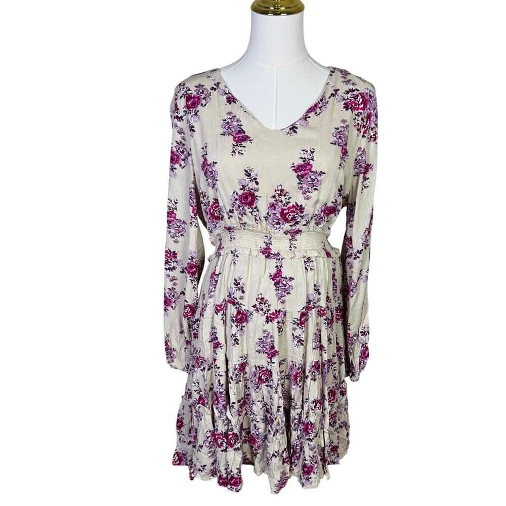 Hayden Los Angeles Floral Cinched Stretchy Mini Dress US Womens S